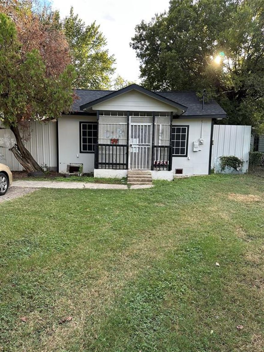 This home is a cozy two bedroom one bath that has been updated. The property has a large front and backyard with mature trees and is also equipped with a remote iron gate. Possible owner finance call 214-576-6743 for details.