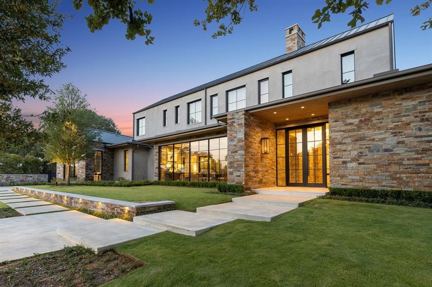 1502 Bluffview is the epitome of modern luxury within The Estates of Quail Hollow. A contemporary designer masterpiece built in 2022, by Cary Hy Custom Homes, offers 5 bedrooms, 5.3 baths on an elevated 1 Acre corner lot. Crafted in collaboration with SHM Architects and designed by G. Bradley Alford Designs, this home is a harmonious blend of innovation and sophistication. This open concept home features an abundance of panoramic glass & metal windows& doors w designer luxury finishes throughout. The Owner’s Retreat offers a private study, an ensuite bath including heated floors, steam shower, Infratech workout room, two walk-in closets, & hidden door to the grand foyer. This home seamlessly integrates Control 4 smart technology, an elevator, Safe Room & generator. The expansive outdoor paradise features a covered patio with gas grill, professionally landscaped turf yard, abundance of trees, lighting, fire pit, heated&chilled pool with water features, and CedarWorks Organic Playground!