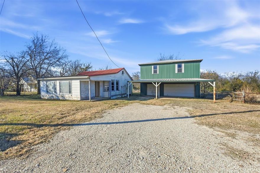Set on nearly 1.8 acres, this Alvarado property offers space, flexibility, and strong rehab potential for the right buyer!
The 3-bedroom, 1-bath main home features just over 1,200 square feet with a straightforward layout ready for renovation. As shown in the photos, the property needs work throughout, making it an ideal opportunity for investors, flippers, or buyers looking to customize from the ground up.
The standout feature of the property is the detached two-car garage with unfinished upstairs space, presenting excellent potential for a future apartment, guest suite, office, or rental unit (buyer to verify). With multiple structures already in place, this property offers options that are increasingly hard to find.
Fixer, fixer-upper, investor special, handyman special, value-add, rehab opportunity, renovation project, flip potential, sweat equity, project home, needs work, not turnkey, as-is, cash or renovation loan, opportunity property, full rehab, cosmetic updates, interior renovation, unfinished space, expansion potential, add square footage, convert garage, detached two-car garage, garage apartment potential, ADU potential (buyer to verify), accessory dwelling unit, guest suite potential, rental conversion, office conversion, multiple structures, outbuilding, secondary living space, income-producing potential, nearly 1.8 acres, large lot, cleared acreage, land value, room to expand, add improvements, hard-to-find acreage, open space, country feel, Alvarado TX, Alvarado ISD, near schools, near shopping, easy highway access, convenient location, growing area, investors, flippers, buy and hold, rental strategy, short-term rental potential (verify), long-term rental, owner-investor, contractor special, property with upside, bring your vision, customize from the ground up, land plus structures, rare opportunity with acreage, sold as-is, buyer to verify all uses