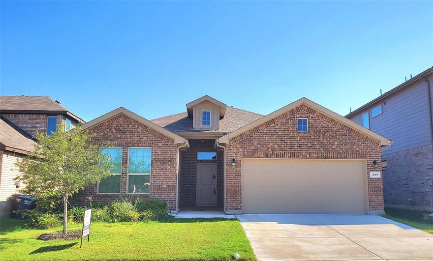 D.R. Horton’s Bridgeview Community in North Fort Worth, within Northwest ISD! This beautiful 2024-built, SINGLE-STORY HOME features an open-concept floorplan with 4 bedrooms and 2 full bathrooms. ALL FLOORING IS LAMINATE; there is NO CARPET. The large chef’s kitchen includes an island, granite countertops, stainless steel appliances, a gas range, and a tiled backsplash, all open to the dining and spacious living areas. The luxurious main bedroom, located at the rear of the home, boasts dual sinks, an oversized shower, linen storage, and a walk-in closet. This home is well-maintained and includes a high-efficiency HVAC system and gas tankless water heater. The washer, dryer, and refrigerator may stay with the home.  Please note some photos have been digitally enhanced for the purpose of marketing.