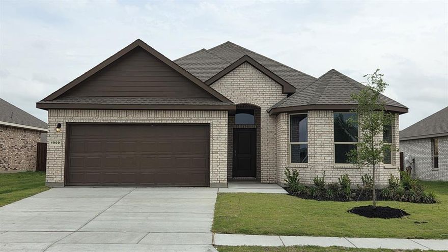 Beautiful new D.R. Horton home in the Saratoga community located in Granbury and Granbury ISD! This beautifully designed single-story Oxford Floorplan, Elevation F, with an estimated Spring completion, offers 4 bedrooms, 2 bathrooms, and a 2-car garage with an open-concept layout that connects the family room, dining area, and modern kitchen—creating a welcoming space for everyday living and entertaining. The well-equipped kitchen showcases quartz countertops, 36” upper cabinets with crown molding, stainless steel appliances, electric range, stainless steel drop-in sink, a center island, and a walk-in pantry. The private primary suite features an en-suite bath with dual quartz vanities, a 5-foot oversized shower, and a walk-in closet located conveniently off the bathroom. Quartz vanity tops are also included in the secondary bathroom, and luxury vinyl plank flooring is installed throughout all main areas and wet zones. Built with energy-efficient construction and equipped with America’s Smart Home Technology, exterior features include a covered back patio, full sod, sprinkler system, privacy fencing, and professional landscaping. Residents of Saratoga can enjoy two parks within the community, plus nearby access to Highway 377 and Saratoga Blvd. Just minutes away is Lake Granbury, offering boating, fishing, and beach access at Granbury City Beach Park. Shopping, dining, HEB grocery, Harbor Lakes Golf Club, and Motor Sport Ranch are also close by.