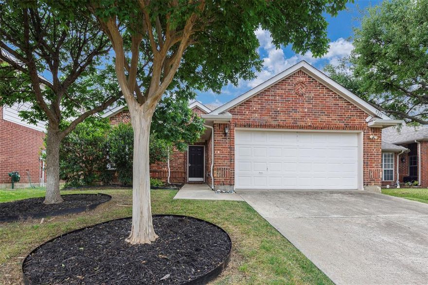This beautifully maintained, move-in ready 3-bedroom, 2-bath home with a 2-car garage is nestled in the highly sought-after Virginia Hills community of McKinney. The main living areas feature elegant wood-look tile flooring throughout. The kitchen boasts fabulous counter space with tons of cabinets, nice pantry & an additional eating area plus refrigerator & updated appliances featuring a versatile range with convection and air frying modes, warming zones & more. A generously sized breakfast bar opens to the living and formal dining areas, complemented by custom built-ins that provide great storage for all your living and entertaining needs. The primary suite offers a luxurious custom closet system and a private ensuite bath complete with a large garden tub, double vanities, separate shower, and linen closet. Two additional bedrooms and a full bath are located on the opposite side of the home, providing privacy and flexibility for family or guests. Each secondary bedroom features ceiling fans and generous closet space. Enjoy the beautifully landscaped yard, complete with an arbor and an extended patio perfect for outdoor living. Full sprinklers, gutters, and French drains make maintenance a breeze. Many major updates include HVAC with complete ductwork overhaul, HWH, windows, new interior paint & more! Conveniently located just minutes from H-E-B, Trader Joe’s, Whole Foods, top-rated schools, golf, dining, and the best commuter routes. This home offers both comfort and convenience!