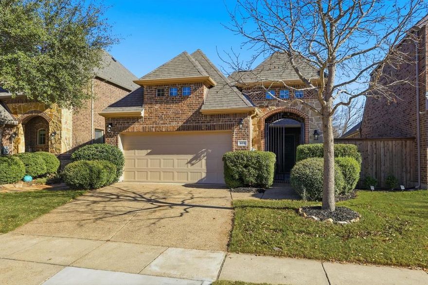 Welcome to this peaceful cul-de-sac retreat in the desirable Greens of Westridge community in McKinney. Set on a premium lot, this home backs to the 18-hole championship Westridge Golf Course, where mature trees, peaceful surroundings, and seasonal water views create a scenic and private setting. Located in highly sought-after Frisco ISD, this immaculately cared-for 3-bedroom, 2-bath home offers comfort, beauty, and everyday ease. Begin your mornings in the gated loggia—perfect for enjoying a quiet cup of coffee. The home is warm, light, and welcoming, with soaring ceilings, abundant natural light, and generously sized rooms. The heart of the home is the wide-open kitchen, thoughtfully designed with abundant cabinetry, expansive counter space, walk-in pantry, breakfast area, and recent new gas cooktop, oven, microwave, and vent hood (Sept. 2025). Designer-friendly ceramic tile flows through the main living areas, complemented by beautifully updated carpet in the bedrooms. Just off the main living area, a 6x6 workstation with built-in desk and upper cabinets provides a convenient space for working from home or managing daily tasks. The spacious primary suite is a true retreat, with windows overlooking the back patio and golf course. The ensuite bath offers dual vanities, granite countertops, a stylish backsplash, a garden tub, and a large walk-in closet with a custom shelving system. Additional highlights include a full-size utility room with cabinetry, plantation shutters, ceiling fans in all bedrooms and the living room, and a new roof installed Dec. 2025. Step outside to the back covered patio and enjoy the serene setting of mature trees and seasonal water views—perfect for quiet mornings or relaxing evenings. All window screens and partial solar screens are stored in the attic. Convenient to Sam Rayburn Tollway, Hwy 75, and both Frisco and McKinney dining, shopping, and amenities, this is a rare opportunity to enjoy golf course living in a truly special setting.