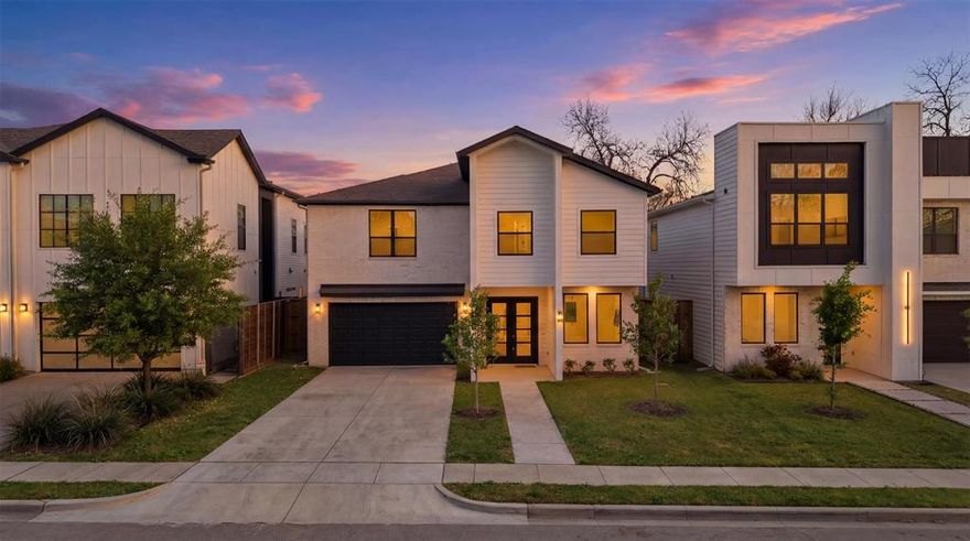Motivated Seller! Stunning new construction offering over 4,000 sq ft of transitional modern design in a prime East Dallas location near Lakewood & White Rock Lake. Your spacious home features 5 bedrooms, 4.5 baths, a game room, bonus flex space & private backyard.
Designed with comfort and functionality in mind, this home is perfect for multigenerational living with a private primary suite on the first floor & four bedrooms upstairs, including two ensuite bathrooms for added privacy & convenience.
The striking exterior offers a covered front porch & elegant double-door entry. Inside, enjoy tall ceilings, abundant natural light, and an open-concept layout perfect for entertaining. The living room features a sleek modern fireplace and flows seamlessly into the chef-inspired kitchen with custom cabinetry, a dramatic quartz waterfall island, premium appliances, and ample prep and storage space.
The downstairs primary suite is a true retreat with a spa-style oversized bath and a large walk-in closet. Upstairs includes a spacious game room & a bonus room ideal for a media space, home office, playroom, or fitness area. Secondary bedrooms are generously sized & thoughtfully designed.
Step outside to a private backyard featuring professional landscaping, an 8-foot board-on-board privacy fence & a multi-zone sprinkler system, with plenty of room for outdoor living, entertaining, pets, or a future pool.
Additional highlights include spray foam insulation for energy efficiency, modern designer finishes thru out & an attached garage.
Enjoy easy access to top nearby amenities including Tenison Park Golf Course, Samuell Grand Aquatic Center, Samuell Grand Tennis & Pickleball Center, and the Santa Fe Trail with direct access to White Rock Lake. Minutes from Downtown Dallas, Lakewood dining and shopping, parks & major employment centers. Surrounded by ongoing revitalization & new construction, this property offers long-term value & an exceptional East Dallas lifestyle.