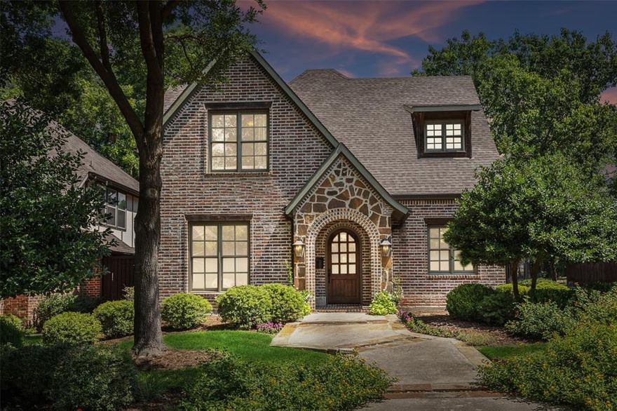 Fantastic custom built Tudor home on expansive corner lot within block of Tietze park & acclaimed Mockingbird Elementary School. Home has beautifully landscaped grounds w mature trees, foliage & flowering plants. Formal entry welcomes guests to casual ambiance w oak hardwood floors, significant moldings, freshly painted white walls & flanked by formal study & guest bedroom on 1st level. Open living area offers vaulted ceilings, WBFP, walls of windows & vista of the backyard oasis. Adjoining breakfast-kitchen offers oversized island, commercial stainless appliances, granite counters, tile backsplash, abundant cabinetry, dual sinks & serving proximity to formal dining. Owners suite is on 1st level w resort style bathroom w dual vanities, soaking tub, large shower w frameless glass & 2 closets. There are 2 additional bedrooms upstairs served by individual baths.  Additional amenities: game room w adjoining media room, 1st floor laundry, pool w spa, full guest quarters w bath & BOB fencing