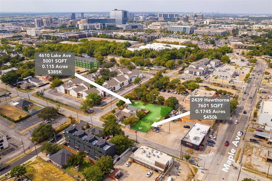 PREMIUM Development Lot for Sale.  Prime Location in the heart of Dallas. Conveniently located near major medical center, Trade Marker Design Center, minutes to Love Field Airport, with easy access to highways and Downtown Dallas. Perfect opportunity for investors-or builders looking to develop in a high-demand area!  Ideal for new developments, around the area.   This Lot is a 50 X100, interested party will have to order their survey at their expenses.  MLS 210085080  50X150 lot will also be for sale.