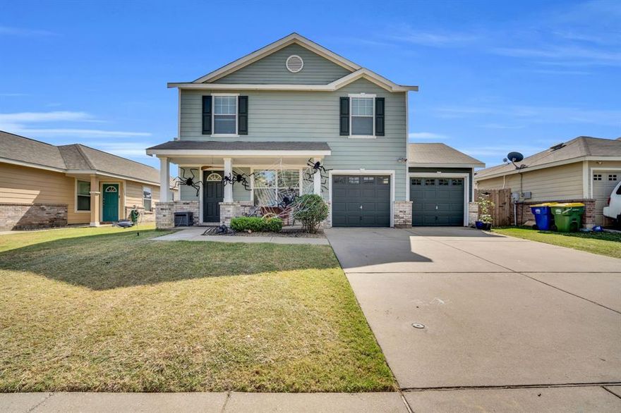 The home you have been waiting for! This immaculate 2 story home has everything you have been looking for, with fresh carpet, new interior and exterior paint and a beautifully planned open floor-plan. All bedrooms are located upstairs with plenty of entertainment space downstairs. The kitchen features a gorgeous glass backsplash, granite counter tops and an eat-in-kitchen. The utility room-walk in pantry is all the space you could dream of. Wood floors and a decorative glass fireplace with heat blower make this living room very inviting and relaxing. You won't believe all the natural light that the windows provide throughout the home. The exterior has beautiful new paint, a covered front porch perfect for lounging outside, and a large backyard with patio and shed, perfect for outdoor entertaining. The community pool makes those hot summer days bearable and the community playgrounds make for a fun family outing. Walking trails galore are great for you to enjoy the community. Located close to all the essentials with easy access to highway 67, what more could you ask for?