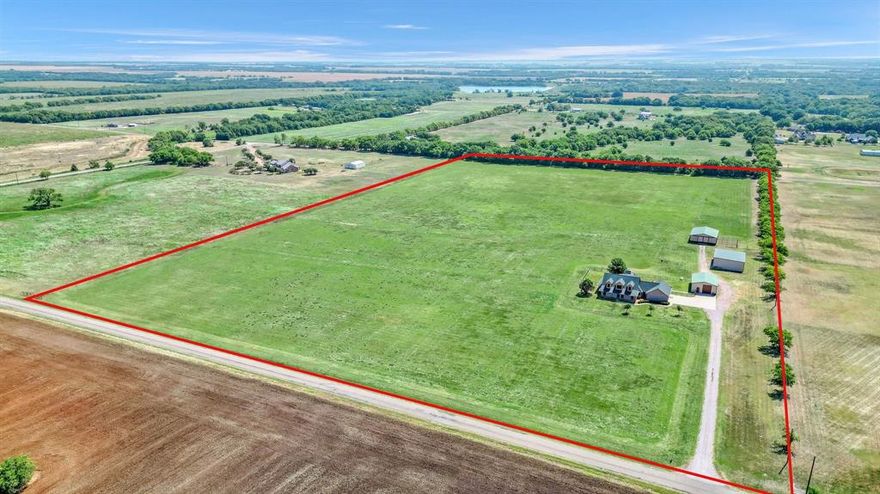 A superb 26.87-acre tract primed for development in the growing Gunter area. This property presents an excellent investment opportunity, ideal for immediate development or future plans. Situated in a rapidly expanding region, Gunter offers immense potential, making this parcel a prime piece of real estate. This property also boasts an exquisite home with a spacious living area, a wood-burning fireplace, an open kitchen and breakfast area, and a luxurious master bedroom with an ensuite bathroom. The office or guest room is conveniently serviced by a hall bath. Upstairs, you'll find two generously sized bedrooms and a wide-open game room, perfect for entertaining or relaxing with family and friends. The property offers an abundance of space and light, creating a warm and inviting atmosphere throughout. This home can also be sold with only the south half of the property that is approximately 13.5 ac.