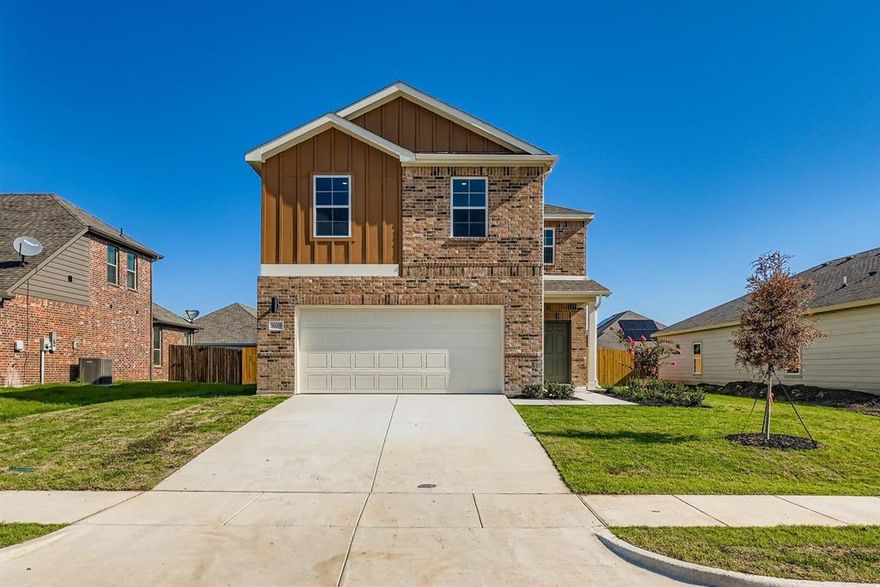 MOVE IN READY! The main floor of the appealing Silverbell plan offers a spacious, modern layout. A well-equipped kitchen with a center island, wraparound countertop, and walk-in pantry overlooks a cozy dining area and an airy great room with access to a covered back patio. The primary suite is conveniently located on this level, boasting a walk-in closet and a private bath with dual sinks and a walk-in shower. You’ll find three roomy secondary bedrooms upstairs, two with walk-in closets. A versatile loft space and a full bath round out this plan. Located only 17 miles from downtown Fort Worth, you'll love this prime location near shopping, dining and more!