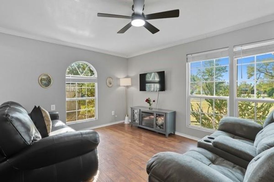 SUPER CUTE, Freshly painted, cottage-style home on a beautiful and spacious, tree-shaded lot. Featuring a split plan of 3 bedrooms, two bathrooms, an open floor plan for the living, kitchen, and dining areas. Excellent location close to all the amenities, such as Coleman Park, which features walking paths around Coleman Lake, Magic Mountain Waterfall, and ball fields. A short drive or a pleasant long walk that has a great spot to take a break and enjoy some incream at the local DQ then to the Celebration District of Downtown Sulphur Springs, offering shops, dining, community activities, weekend movie nights, and farmer's markets. This sweet home is nestled amongst other fantastic properties with great views in every direction!