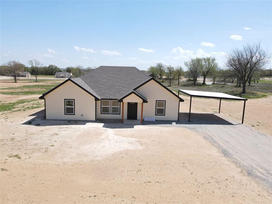 Come check this 4-bedroom 2 bath new construction home located in a new subdivision in the sought after area of Poolville, TX. 
Open floor plan with a split bedroom design, custom cabinets, granite countertops throughout, custom tile, carpet in bedrooms. Master bath has oversized walk in closet, with his and her sinks. Kitchen has an island along with a corner pantry, stainless steel appliances. Home has a covered back porch overlooking a large backyard. Close to schools and minutes from both Springtown and Weatherford.