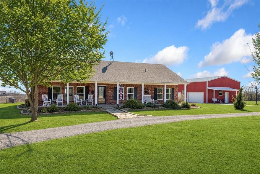 SELLER WILL SELL PROPERTY WITH THE FULL 12 ACRES - REFER TO MLS 21180300  Enjoy breathtaking views and wide-open spaces on this rare 11.97-acre ag-exempt property, offering endless possibilities. With ample room to divide, build a second home, create an Airbnb, host RVs, start a small business, raise your own beef, or bring your horses, the potential here is exceptional.
The ranch-style home features stunning hand-scraped wood floors, new windows, stainless steel appliances, and a spacious laundry room that doubles as a home office. All bedrooms include walk-in closets, providing generous storage throughout. Relax and unwind on the front or back porch and enjoy the peace and quiet of country living.
A 30x15x14 workshop with a bathroom includes a loft ideal for storage or future apartment build-out. The property offers a total of six garage spaces, perfect for vehicles, equipment, or hobbies. Additional highlights include handicap-accessible features and abundant storage both in the home and the workshop.
Conveniently located just 10 minutes from Melissa and 20 minutes from McKinney, this property delivers the perfect blend of privacy, versatility, and accessibility.  SALE OF HOME WITH 5 ACRES WILL BE CONTINGENT UPON THE SUCCESSFUL SUB-DIVISION APPROVAL THROUGH COLLIN COUNTY.