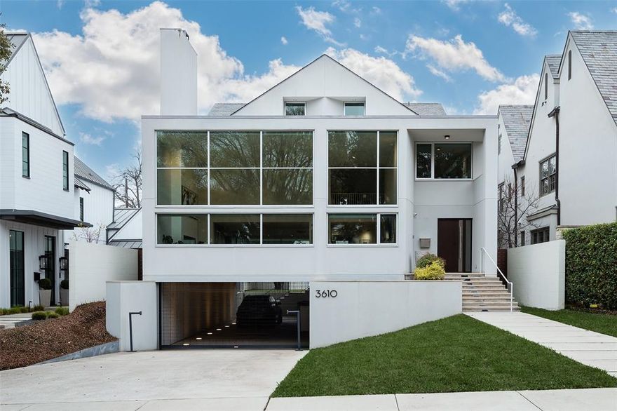 Stunning modern in one of the most premier locations of Highland Park.  This home was designed by renowned architect James E. Lanford with structural engineering from Datum Engineers and built by Nedderman & Associates.  As you enter the 5,647 square foot home, you are greeted with soaring 20-foot ceilings overlooking Lockhart Park and a custom Bulthaup kitchen featuring Miele and SubZero appliances.  The primary suite overlooks the park and has dual bathrooms, custom closets, and separate desk areas.  One bedroom and an exercise room are on the first floor; while three additional guest bedrooms and two full bathrooms are on the third floor.  Step into the back yard with a covered patio overlooking a beautiful saltwater pool and turfed grass space.  Four car garage, geothermal HVAC, concrete construction, and elevator complete the property.  Truly a one-of-a-kind property!