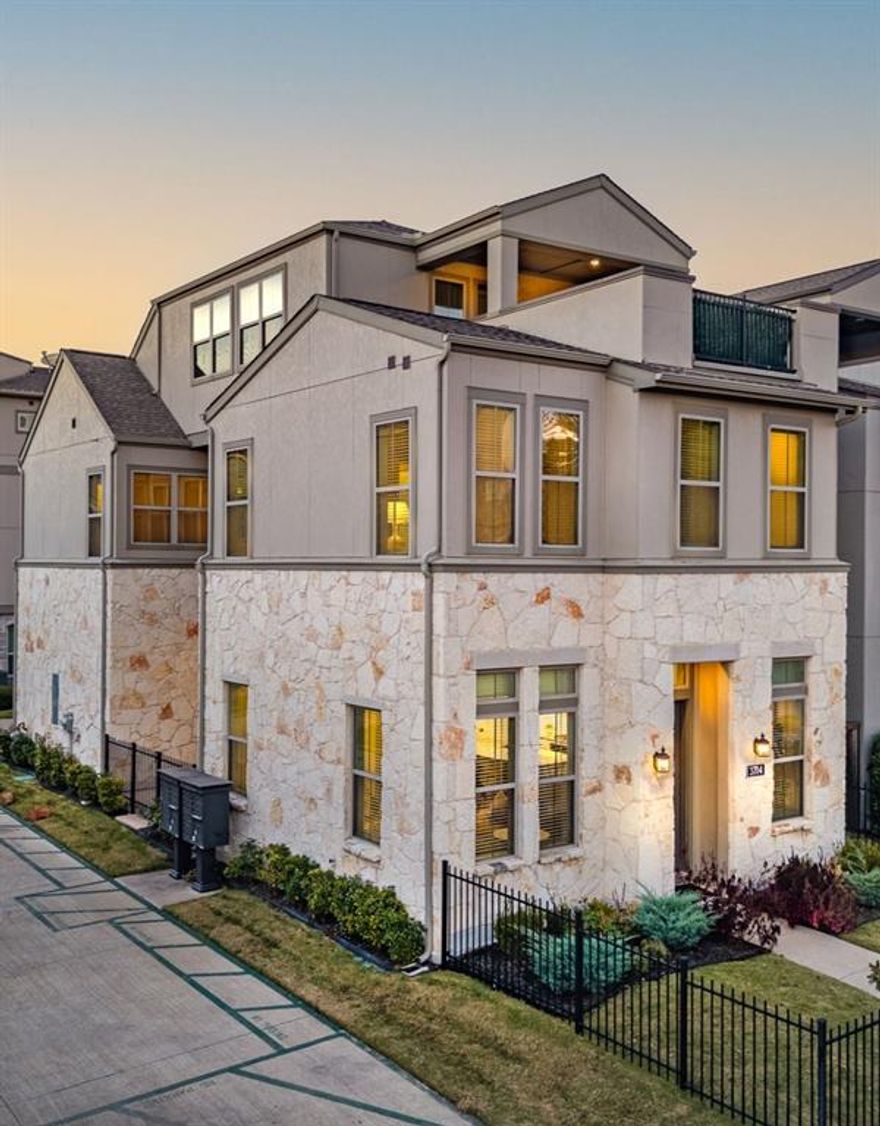 This beautiful and appealing detached corner home in David Weekley’s Cityville community, built in 2020, offers an ideal layout, exceptional natural light, and wonderful storage throughout. Enjoy a true lock-and-leave lifestyle in this planned urban development featuring a community pool, dog parks, green spaces, and guest parking—all just minutes from Whole Foods, great restaurants, shops, and easy access to the Tollway and Uptown, just west of West Highland Park and east of Lemmon Ave. The open-concept first floor welcomes you with spacious living and dining areas filled with light, open to a patio and including a bright, well-designed kitchen with generous storage. A convenient powder bath, small desk area, and an oversized two-car garage with extra space for storage, a workshop, or even a home gym complete the main level. Upstairs, a flexible space at the top of the stairs makes a great open office or exercise area. The primary suite is a true retreat with vaulted ceilings, windows on three sides, and a large bath featuring dual vanities, a soaking tub, separate shower, and a walk-in closet with direct access to the laundry room. Two secondary bedrooms, each with walk-in closets, share a well-appointed hall bath. The third floor offers a versatile second living area—perfect for a media, game, or playroom—opening to a rooftop deck with beautiful views of downtown Dallas. With front yard maintenance included in the HOA, this well-maintained home combines style, function, and ease in one of Dallas’s most convenient locations.