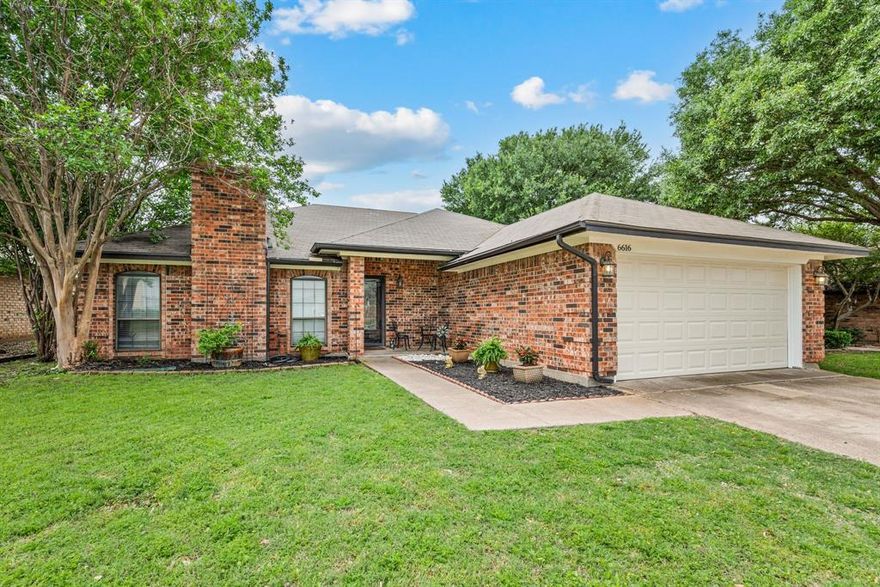 Welcome to this charming single-story home in the highly desirable Foster Village addition, offering 3 bedrooms and 2 bathrooms with a bright, open feel throughout.  A brand new class 4 hail resistant roof is scheduled to be installed at the end of this month, offering added value and peace of mind for the next owner. The inviting floorplan seamlessly connects the spacious living area, highlighted by a cozy brick fireplace, to the eat-in galley kitchen featuring colorful cabinetry, ample counter space, and great functionality for everyday living. The private primary suite offers a relaxing retreat with a soaking tub and two walk-in closets, providing both comfort and generous storage. Secondary bedrooms are well-sized and versatile to fit your needs. Step outside to enjoy the concrete patio overlooking a lush, grassed backyard, perfect for relaxing, entertaining, or creating your own outdoor space. Conveniently located near shopping, dining, and major highways, this home combines charm, comfort, and location. Don’t miss your opportunity to make it yours!