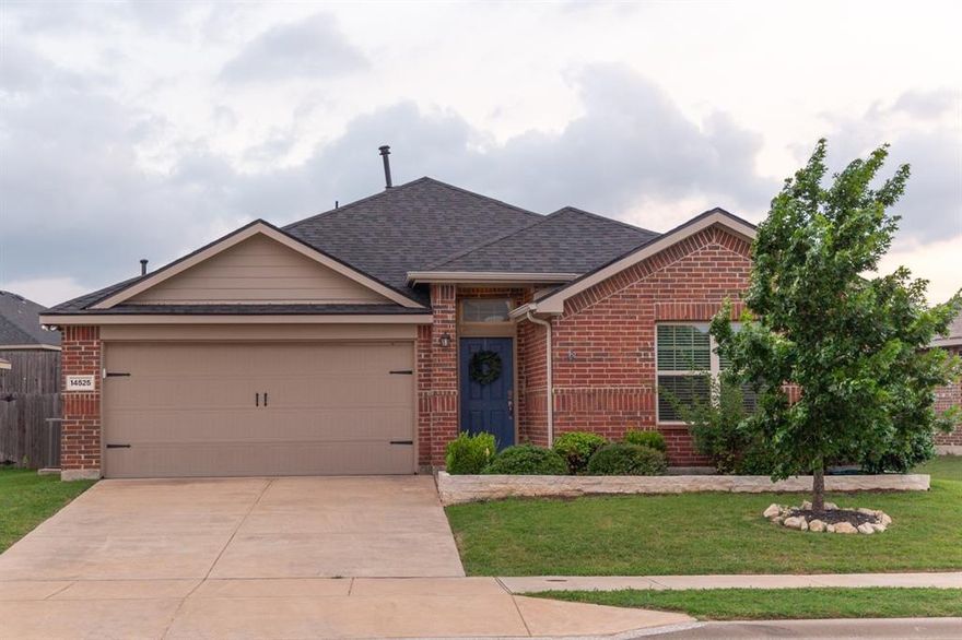 Welcome to this beautifully maintained brick home with a single owner in popular Sendera Ranch! Northwest ISD school system, community pool, playground, elementary school all within walking distance. This one-story split-bedroom home is an open concept living and kitchen that features elegant quartz countertops, a gas range, and large island, creating a modern and inviting space for cooking and gathering. The spacious primary suite offers plenty of room to unwind, complete with a walk-in closet and an en-suite bath featuring double vanities for added convenience. Two additional bedrooms provide flexibility for family, guests, or a home office. New roof in 2025. New wood floors in 2023. Attic updated to create more storage in 2025.

Lower Property Taxes in Denton County! Buyer to Verify All Info Within This Listing for Accuracy.
Agent is owner

Will begin showings on Saturday, May 23rd