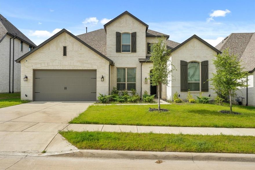 Nestled in the sought after Devonshire community of Forney, Texas. Built by highland homes in 2023, this two-story home boasts luxurious upgrades throughout. From the moment you step inside, you’re greeted by soaring ceilings, and a curved stairs. An open-concept layout that effortlessly connects the living room, with stainless steel appliances, a large center island, and abundant cabinetry perfect for everyday living or entertaining guests.This exceptional home offers 4 spacious bedrooms, 4 full bathrooms and a half, including a serene primary suite on the main level with en-suite bath, and walk-in closet. A flexible space upstairs provides the ideal space for a game room. Step outside into your private backyard, complete with a pool, and peaceful lake views ideal for summer gatherings or relaxing evenings under the stars. The covered patio and extended concrete decking make this space perfect for both quiet mornings and vibrant entertaining. Located in the vibrant, master-planned Devonshire community, residents enjoy exclusive access to clubhouse amenities, multiple pools, walking trails, playgrounds, and top-rated schools. With easy access to Hwy 80 and just 20 minutes from downtown Dallas, this home offers the perfect balance of tranquility and convenience. please call or text listing agent for questions.