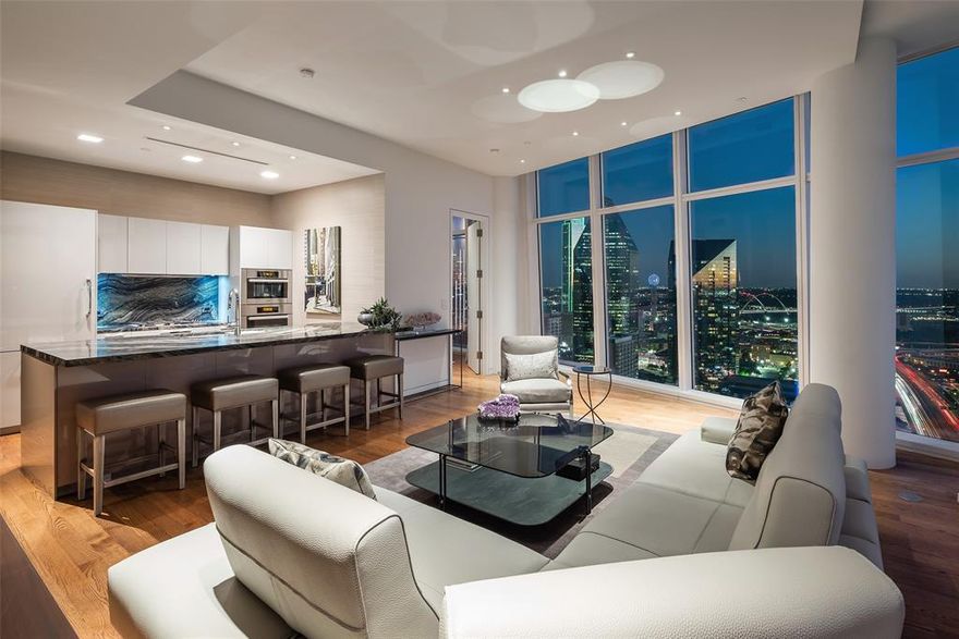 Thoughtfully and beautifully updated 1 bedroom + study home on the premium NorthWest corner of iconic Museum Tower. Unobstructed 31st floor views deliver show stopping sunsets and green vistas above parks and museums. Tasteful and timeless upgrades include gorgeous stone countertops, lacquer cabinets and stunning wallpaper.  Abundant added storage with linear and walk in closet additions. Luxury full service highrise with direct elevator access to each home.