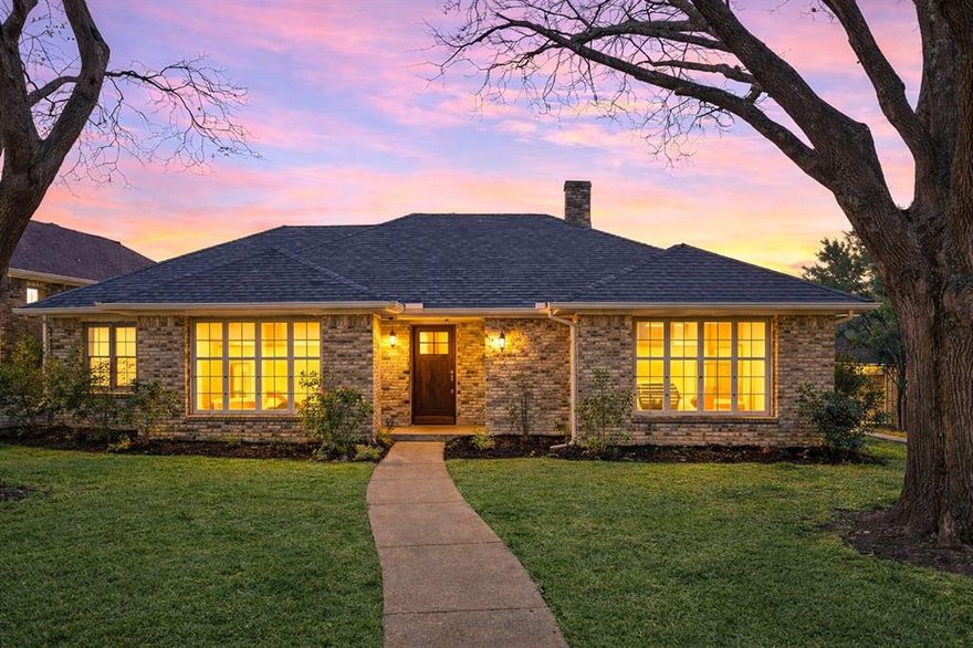 Tucked on a quiet cul-de-sac in the heart of Merriman Park and just a short walk to highly sought-after Merriman Park Elementary, this thoughtfully updated home offers both space and flexibility in one of Lake Highlands’ most beloved neighborhoods. Inside, you’ll find a light-filled layout anchored by a beautifully updated kitchen featuring quartz countertops, a farmhouse sink, stainless steel appliances, and a 6-burner gas cooktop, perfect for everyday living and entertaining alike. Multiple living areas provide versatility for a home office, playroom, or formal dining, while the spacious main living room showcases exposed beams and a cozy fireplace. The private fourth bedroom with ensuite bath creates an ideal guest suite or multigenerational setup. A generously sized mudroom adds everyday functionality and organization and can be used as a small office or workout space. The primary suite is a true retreat with dual-sink vanity, marble finishes, and separate his and hers closets. Throughout the main living spaces, durable travertine flooring offers timeless appeal and low-maintenance living, ideal for busy households. This home blends classic design with modern updates, all in an unbeatable location close to parks, White Rock Lake, shopping, and dining. A rare opportunity to get into Merriman Park at an exceptional value.