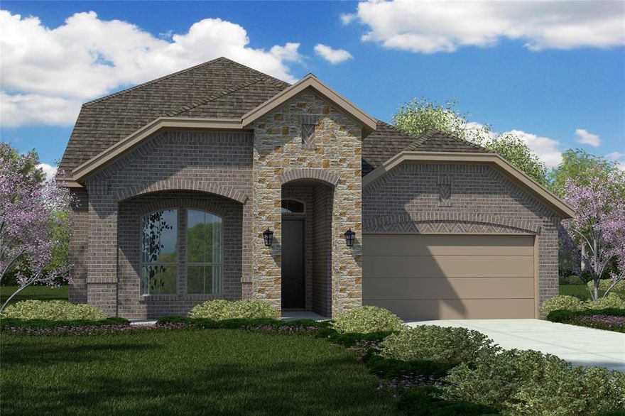 Beautiful new D.R. Horton home in the Morningstar community located in highly sought-after Aledo ISD! The Aspen - Elevation C, with an estimated Spring completion, offers a spacious two-story layout with 4 bedrooms, 3 bathrooms, a large game room, and a 2-car garage. The open-concept first floor features a welcoming family room, dining area, and a beautifully designed kitchen equipped with 42” upper cabinets with crown molding, quartz countertops, ceramic tile backsplash, stainless steel appliances, and an electric range. The home showcases luxury vinyl plank flooring throughout the main living areas for style and durability. The private primary suite includes a well-appointed bathroom and generous walk-in closet, while additional bedrooms on both levels provide flexibility for family, guests, or a home office. Upstairs, a spacious game room and secondary suite add even more functional living space. Thoughtful design details, modern finishes, and energy-efficient construction complete this impressive home.