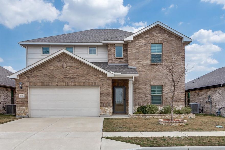 Situated on a greenbelt with NO neighbors behind you! This 5-bedroom home is an energy-efficient and boasts an enormous light and bright living room with an open concept kitchen that showcases white cabinetry, granite countertops, luxury vinyl plank flooring, and more. This floorplan features the primary and secondary bedroom downstairs plus three bedrooms and game room upstairs. The backyard offers a covered patio and big backyard. HOA includes parks, scenic trails, a resort-style pool, playgrounds, and club house. Come by and see for yourself!