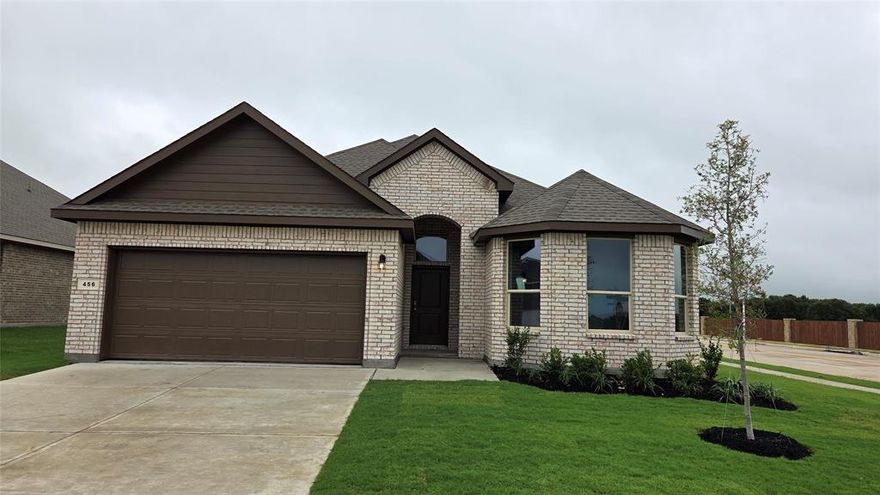 Available for a Quick Move-In! Beautiful new D.R. Horton home in the Saratoga community located in Granbury and Granbury ISD. Complete and Move-in Ready! This beautifully designed single-story Oxford floorplan Elevation F offers 4 bedrooms, 2 bathrooms, and a 2-car garage with an open-concept layout that connects the family room, dining area, and modern kitchen-creating a welcoming space for everyday living and entertaining. The well-equipped kitchen showcases quartz countertops, 36” upper cabinets with crown molding, stainless steel appliances, electric range, stainless steel drop-in sink, a center island, and a walk-in pantry. The private primary suite features an en-suite bath with dual quartz vanities, a 5-foot oversized shower, and a walk-in closet located conveniently off the bathroom. Quartz vanity tops are also included in the secondary bathroom, and luxury vinyl plank flooring is installed throughout all main areas and wet zones. Built with energy-efficient construction and equipped with America’s Smart Home Technology, exterior features include a covered back patio, full sod, sprinkler system, privacy fencing, and professional landscaping. Residents of Saratoga can enjoy two parks within the community, plus nearby access to Highway 377 and Saratoga Blvd. Just minutes away is Lake Granbury, offering boating, fishing, and beach access at Granbury City Beach Park. Shopping, dining, HEB grocery, Harbor Lakes Golf Club, and Motor Sport Ranch are also close by.