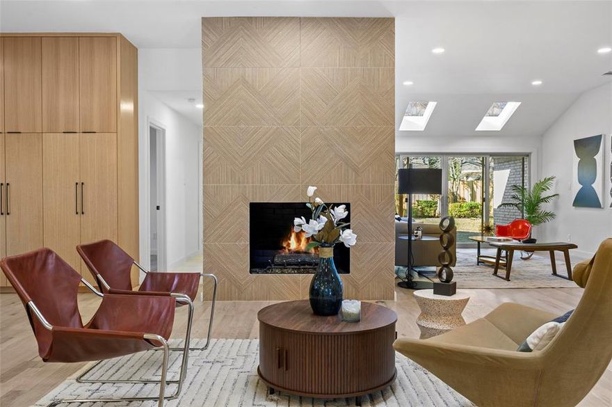 Palm Springs Meets Dallas in this Completely Re-Invented and thoughtfully updated Home, this stunning 4-bedroom, 3-bath home blends iconic Mid Century Modern architecture with refined modern finishes. This White Rock North home has clean lines, open living spaces, and custom lighting create a bright, elevated feel throughout.
Enjoy oak hardwood floors across the home, Porcelanosa tile in designer spaces, and a show-stopping kitchen featuring custom white oak cabinetry and stainless steel appliances. The spacious primary suite offers a spa-inspired en suite bath with dual sinks and bespoke tile work, while a cedar closet adds a rare, luxe touch.
Step outside to a huge backyard with a rolling gate—perfect for entertaining, play, or future expansion. This is a true architectural statement, reimagined for modern living in one of East Dallas’ most sought-after pockets of Lake Highlands. Plenty of room for a Pool in the backyard!
Close to Walnut Hil Shopping, Sprouts, White Rock Lake, and Flag Pole Hill.