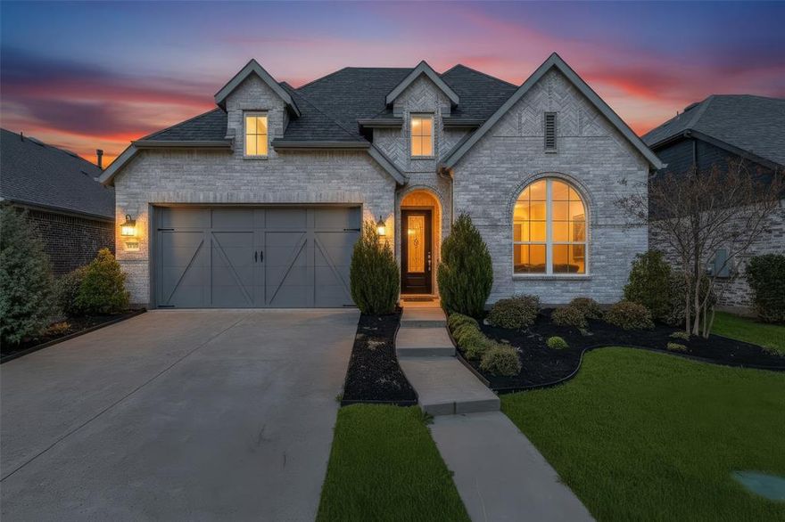 Better than New with Cotton Candy Sunset Views! Beautifully upgraded 1-story Highland Home in Mantua Point, built in 2022 and presents like a model home. Offers 3 bedrooms, 3 baths, and a versatile media room—ideal for movie nights, a home office, or a potential 4th bedroom (per the builder's plan).  Soaring ceilings and floor-to-ceiling windows with custom blinds fill the home with natural light. Open-concept kitchen features upgraded finishes, abundant cabinetry, a large island, and a built-in butler’s cabinet with a serving bar. Covered patio and spacious backyard capture stunning sunsets, highlighted in twilight photography.  Perfect for lock and leave lifestyle, investors, and young families, with strong rental appeal. Resort-style amenities include pool, splash pad, pickleball courts, dog park, and trails. Near H-E-B, future Kroger, and Van Alstyne ISD, with a new elementary school opening in Fall 2026.
