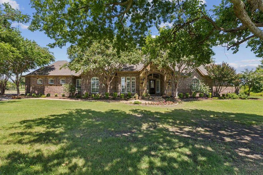 INCREDIBLE OPPORTUNITY! LUXURY LIVING IN ALLEN ISD! Stunning One-Story Custom Home on 1.5 Acres with Pool, Spa & a private shared pond- all on a quiet cul de sac! Beautifully updated, including fresh neutral paint throughout, this 4-bed, 4-bath home offers luxury living in a country like setting. Step through the elegant front door into the grand entryway, where high ceilings, plantation shutters & rich hardwood flooring set the tone for the home. The spacious living room is bathed in natural light from a wall of windows overlooking the outdoor living area & beautiful pool. Open to the family room, the kitchen features a commercial-grade gas range, stainless appliances, new quartz countertops that flow into the slab backsplash, 2 sinks, ample storage & island. The bright & spacious casual dining area offers views of the pool, while the formal dining room is also conveniently located just off the kitchen. Steps away, find a large game room & a separate media room! The spacious primary suite, a true retreat, offers direct access to the patio & pool area. Luxurious primary bath boasts large walk-in shower, quartz vanity & incredible walk in closet. Three secondary bedrooms are thoughtfully designed, each with bath access. One could serve as a second primary. The study, on the primary bedroom wing, has a closet & would make a great nursery or 5th bedroom! The 4th full bath provides direct access to the pool. Step outside to enjoy incredible outdoor living space featuring a covered area with cedar plank ceiling, cozy fireplace with gas logs, & picturesque views of the pond. The patio spans across the back to create a perfect space for outdoor living & dining. The expansive deck surrounding the pool includes an outdoor kitchen! Beyond the pool,a grassy area provides the perfect spot for a dog run or play equipment.Upstairs you will find a huge walkout attic-plumbed for future expansion-large enough for additional living space or bedrooms.Country style living but close in!