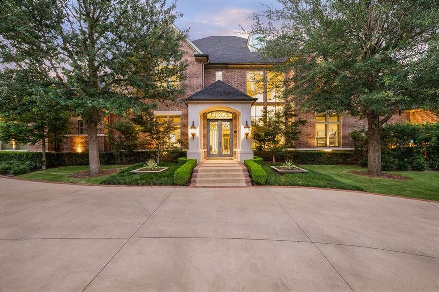 Built by Sharif Munir on a fabulous Preston Hollow gated estate, this stunning traditional is nestled on 1.006 acres. Showcasing an open living concept with soaring 12ft ceilings, the fabulous home showcases incredible entertaining areas combined with a wealth of sophisticated outdoor living spaces, incl. an expansive loggia with WBFP & kitchen facilities, 2 separate yet conjoined pools-all overlooking huge verdant landscaped grounds with room for tennis court. Graciously appointed interiors boast a private study, tiered media room anchored by an expansive kitchen-breakfast area & great room, downstairs master with His & Hers baths, 2 guest beds down, game & fitness rooms, 4-car garage, parking & motor court.