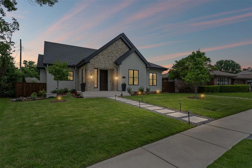 Discover this stunning new-construction eco-luxury residence in Lake Highlands, where green living meets world-class craftsmanship across 4,000+ square feet. This 4-bedroom, 3.5-bathroom home features sustainable Monkey Pod wood accents from Costa Rica, travertine marble entry, white oak flooring, and scratch-proof Dekton porcelain countertops by Cosentino throughout. The chef's kitchen boasts a 36-inch professional 6-burner range, custom white oak cabinetry with age-in-place pull-out shelves, and a Brizo polished nickel faucet. Programmable mod lighting with circadian rhythm controls, dimmable fixtures throughout, and automated closet and pantry lighting create the perfect ambiance, while path lighting guides you safely to the reinforced storm room—featuring 10-inch concrete walls and impact-resistant cement board. Rest easy with a whole-home 24K Generac generator, whole-home Aqua Pure water filtration system, tankless water heater, and dual-zone Lennox heat pump HVAC with advanced air filtration. Additional highlights include a lower-level entertainment bar with glass wine vault and 38-bottle cooler, Dimplex programmable electric fireplaces, Swarovski crystal hardware in the primary bath with freestanding soaking tub, energy-efficient Andersen windows, video surveillance with two-way communication, and thoughtfully designed indigenous landscaping. Located in coveted Lake Highlands with top-rated Richardson ISD schools—this is where luxury, sustainability, and security converge.