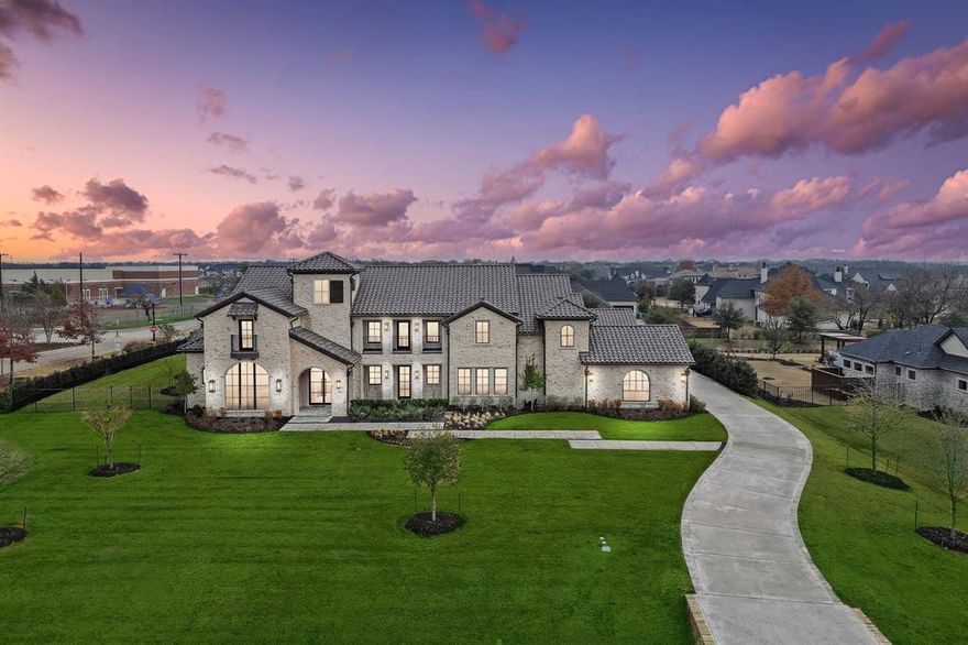 Brand new luxurious home with 5 beds, 5.2 baths PLUS separate 2-bed casita. Main home foyer opens to inviting living room with dramatic fireplace and floating shelves. White oak floors extend throughout. Open chef’s kitchen boasts back-lit stone counter, wine closet, hidden prep kitchen, and more. Living and dining fully open to multiple covered patios, summer kitchen, and pool for seamless indoor-outdoor entertaining. A bar between game and media rooms keeps guests refreshed. Exercise room is nearby. Amazing study has spiral stair to balcony, plus print room and hidden closet. Secondary bedrooms are split 2 and 2, each with private ensuite. Primary suite pampers with double shower, gorgeous tub, heated towels, coffee bar, and custom closet connected to laundry. 2nd floor offers additional living space. Two double garages flank a car court perfect for basketball. Beautiful 2-bed, 2-bath casita has full kitchen with stainless appliances, perfect for guests or multi-generational living.