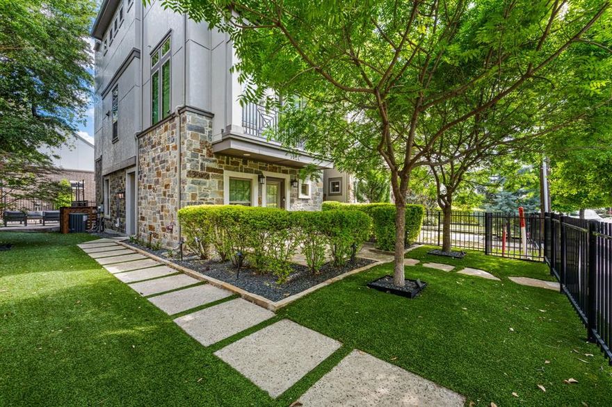 Welcome to 3624 Dorothy Avenue, a beautifully designed David Weekley home built in 2016 and ideally located in the sought-after Oak Park community. This light-filled 3-bedroom, 3 full and 1 half bath residence offers thoughtful design, modern finishes, and exceptional indoor-outdoor living.
The first floor features a private bedroom with an en suite bath—perfect for guests or a dedicated home office. The second level showcases an open-concept living space surrounded by windows, filling the home with natural light and offering serene, tree-lined views. The generous dining area flows seamlessly into a gourmet kitchen complete with stainless steel appliances, a gas cooktop, large island, abundant cabinetry, and a pantry. The adjoining living room is equipped with electric shades and opens to a cozy terrace with an electronic sunshade—ideal for morning coffee or evening relaxation.
The third floor hosts a spacious primary suite with dual closets and a well-appointed en suite bath, along with an additional bedroom featuring its own en suite bath and walk-in closet. At the top, a private rooftop deck offers stunning downtown views and is outfitted with a built-in grill and refrigerator—perfect for entertaining. Set on a desirable corner lot, the home’s outdoor space is a true highlight, featuring a fully turfed yard, mature trees, and a custom-built deck with gas connection—ideal for a fire pit and ambient lighting, creating a perfect setting for relaxing or hosting guests.
Additional features include a 2-car garage and access to community amenities such as a sparkling pool, dog parks, and lawn maintenance, all with a low HOA of $1,275 annually. Ideally located just one block from West Highland Park and minutes from Oak Lawn, the Medical District, Downtown Dallas, and the Dallas North Tollway, this home offers both convenience and an elevated lifestyle.