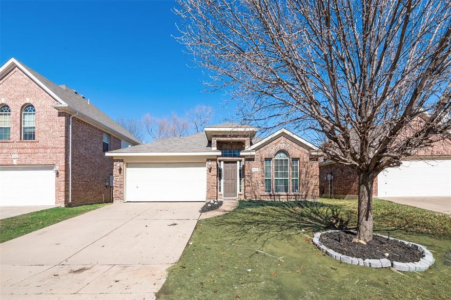 You’ll feel right at home in this stunning single-story residence, ideally located just 20 minutes from Downtown Fort Worth. The thoughtfully curated floor plan is perfect for both family living and entertaining, as it seamlessly connects the living, kitchen, and dining areas. Upon entrance, you're greeted by a handsome study tucked behind french doors, offering a quiet and private space—perfect for working from home. The family room invites you to make beautiful memories, featuring a cozy wood-burning fireplace and plenty of space for everyday relaxation or hosting guests. At the heart of the home, the kitchen has everything a home chef could want—generous counter and cabinet space, plus a breakfast bar for quick meals. Just off the family room, a dedicated dining area offers an ideal setting for family celebrations or dinner parties. The spacious primary suite has a well-appointed bath with a soaking tub and walk-in shower, making it your private escape to unwind at the end of the day. The secondary bedrooms are comfortably sized and share a full bath with a brand-new vanity. You’ll have peace of mind for years to come with several big-ticket items recently replaced, including the HVAC ’25, water heater ’24, fresh paint throughout, and gorgeous flooring with no carpet anywhere. Step outside to a very private backyard, where a retaining wall enhances the peaceful seclusion. Neighborhood amenities include a sparkling pool, park, and playground. This home is positioned for educational excellence, as all schools are all only minutes away. Excellent and rapidly appreciating location near Chisholm Trail Parkway and Interstate 20, offers an easy commute to countless shops, restaurants, recreation, and local attractions—including the iconic Fort Worth Stockyards and vibrant downtown.