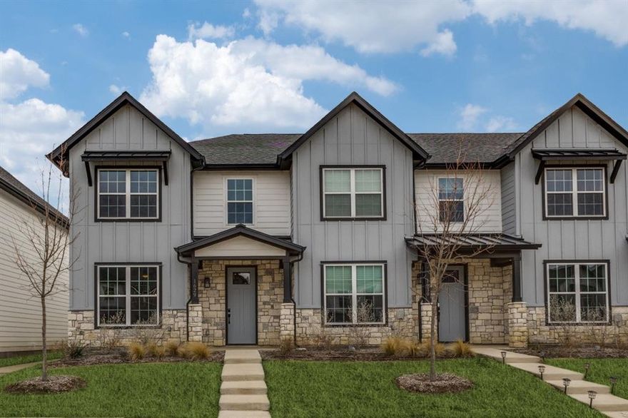 Luxury Townhomes in the booming City of Princeton Texas! The Townhomes at Monticello feature a Beautiful community of Craftsman Style Exteriors. This home features an Open Floorplan of 3 Bedrooms, 2.5 Baths, with a 2 Car Garage. The Matte Black Plumbing and Lighting fixtures, Kitchen with Quartz Countertops, Island, Apron Front Sink, Stainless Steel Appliances, 9' First Floor Ceilings make this place shine. The Laundry room is upstairs next to the bedrooms. The master bedroom has a Walk-In Closet and Walk-In Shower in the Bathroom. This Community Features Amazing Amenities such as a Community Swimming Pool with BBQ Grills and Pavilion, Dog Park, Putting Green, Cornhole, Ping Pong, Shuffleboard, Basketball Court, and Playground; which are projected to be completed by the end of the year. Exterior Yard Maintenance and Yard Care are Provided by the HOA. Come Visit Us Today! This listing is for the Randolph Floorplan