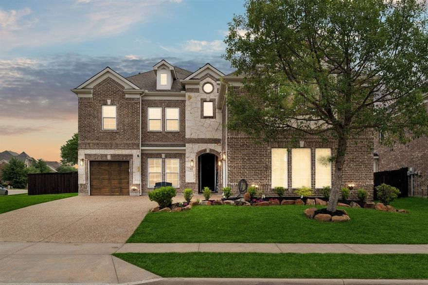 **OPEN HOUSE SATURDAY, 4-25 12PM-4PM**Welcome to a truly exceptional home that blends luxury, space, and an unbeatable lifestyle. Situated on a massive quarter acre corner lot and offering just shy of 4,000 square feet, this stunning one owner residence features 5 spacious bedrooms and 4 full bathrooms, thoughtfully designed for both everyday living and entertaining. In addition, the home offers a 3 car garage and a driveway that can accommodate up to 4 cars, providing ample parking for family and guests. From the moment you step inside, you are greeted by soaring ceilings and a beautiful grand staircase that sets an elegant tone throughout. The main level offers a functional layout with the primary suite, a private office, and an additional bedroom with a full bathroom, ideal for guests or multigenerational living. Upstairs, you will find three additional bedrooms, two full bathrooms, a spacious game room, and a media room complete with its own mini bar, sink, and mini fridge, perfect for hosting or relaxing. A versatile bonus room with a door can serve as a sixth bedroom, gym, or flex space and includes a built in cabinet with its own mini fridge. The kitchen features granite countertops, gas cooking, double ovens, and soft close cabinets, while the dining room is enhanced by a built in dry bar. Step outside to your private backyard retreat featuring a covered patio and a sparkling pool that can be heated, surrounded by beautiful landscaping and plenty of space to enjoy, a rare find for a lot of this size. Additional highlights include new carpet throughout most of the home, a Class 3 certified roof completed in 2025, double hung windows, and wiring for an EV charger. Located in highly sought after Frisco ISD and within walking distance to Miller Elementary, with easy access to Highway 423, the new HEB, shopping, and dining. This is more than a home, it is a lifestyle.