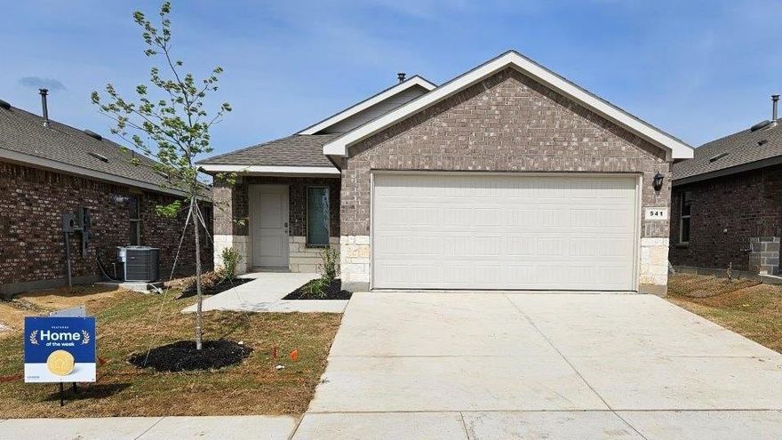 D.R. Horton America's Builder since 2002 is excited to serve as your new home builder in Monarch at the Meadows, a fabulous unique master planned community in Denton and Krum ISD! The Amber plan elevation-B, with an estimated Spring completion, is a charming one-story home featuring 3 bedrooms, 2 baths, and 2-car garage.  The front porch opens to the entry foyer leading to a gourmet kitchen which includes granite counter tops, stainless steel appliances with gas cooking range, and an open concept floorplan with the kitchen flowing to the dining room and living room.  The first bedroom features an attractive en-suite bathroom with cultured marble vanity countertop and large walk-in closet. Additional features include: tankless water heater; Luxury vinyl flooring at Entry, Hallways (per plan), Kitchen-Breakfast, Utility and Bathrooms; cultured marble vanity tops in all bathrooms; and full yard sod, landscaping and irrigation. This home includes our America's Smart Home Technology base package.  Using one central hub that talks to all the devices in your home, you can control the lights, thermostat and locks, all from your cellular device. Situated conveniently near Highway 35 and Highway 380, Monarch at the Meadows provides easy access to key roads, making it ideal for commuting and exploring the surrounding areas.