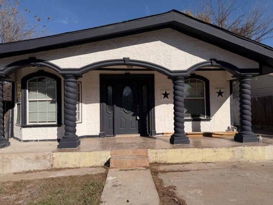 Fully gated home with a long driveway partially covered. Recently painted throughout and no carpet. Great backyard for entertaining and grilling.