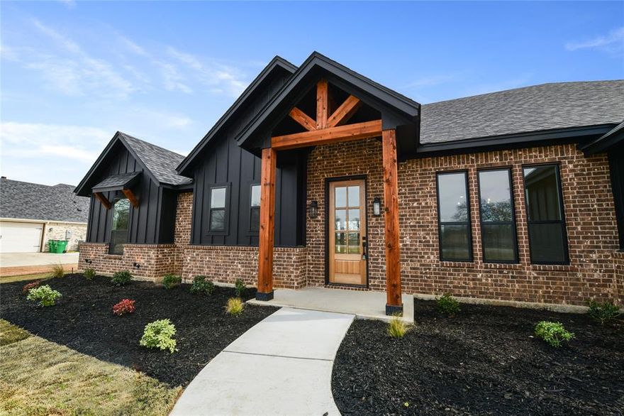 Located within the highly esteemed Brock Independent School District.  Welcome to this stunning new construction home, where modern luxury meets farmhouse charm. This open plan offers the perfect canvas for you and your family. Step inside and experience the seamless blend of contemporary design and rustic farmhouse accents. The vaulted ceiling enhances the sense of space, creating an airy and inviting ambiance. You will enjoy preparing meals in this dream kitchen with designer touches.  Working from home is a breeze with your own private office. Master suite is a true sanctuary, featuring a walk-in shower and a freestanding tub, perfect for unwinding.  With the slab freshly poured in July 2023, you can trust in the craftsmanship and durability of this brand-new home, offering modern amenities and energy-efficient features. Act now to customize the finishing touches to reflect your personal style and preferences. Located with quick access to i-20. Property is great for FFA & 4H kids!