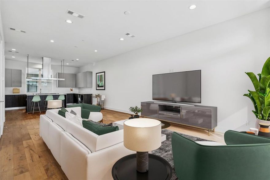 Built by Urban Lofts Townhomes, this modern home at 3048 Chimes Street offers 2,871 square feet of thoughtfully designed living with 4 bedrooms,
4.5 bathrooms, a private 2 car garage, and a fenced front yard in one of Dallas’s most ideal locations. Hardwood floors and abundant natural light
complement a very open floor plan that flows seamlessly across multiple levels, ideal for entertaining and everyday living. The layout includes two
spacious living areas and is pre designed to accommodate a future elevator if desired, providing long term flexibility. The kitchen anchors the main
living level with stainless steel appliances, a gas cooktop island, built in wine refrigerator, and custom cabinetry. Bedrooms are generously sized with
abundant walk in closet space throughout. Outdoor living stands out with a second floor covered patio and a fourth floor rooftop terrace offering
expansive views of the downtown skyline, creating an ideal setting for relaxing or entertaining. This townhome offers exceptional space, flexibility,
and downtown views in one of Dallas’s most ideal locations.