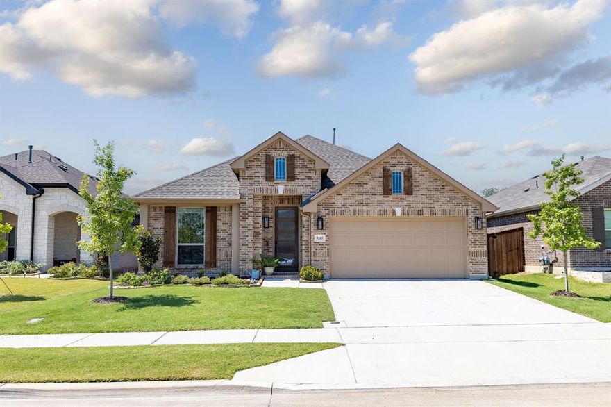 Welcome home to this inviting, lightly lived-in and impeccably maintained 4-bedroom, 3-bathroom home, designed for modern living and effortless entertaining. The moment you step inside, you'll be greeted by an abundance of natural light streaming through expansive windows, highlighting the high ceilings and open-concept layout. The main level boasts beautiful tile flooring throughout the living, dining, and kitchen areas, with cozy carpeting in the three downstairs bedrooms—offering flexible spaces for gatherings of all sizes. The heart of the home is the stunning kitchen, a chef’s dream featuring gleaming granite countertops, a large center island with seating, stainless steel appliances, and ample cabinet and counter space for easy meal prep and storage. The primary suite is a true retreat, offering a tranquil sanctuary with a luxurious en-suite bathroom and a dedicated sitting area—perfect for unwinding with a good book. Enjoy a large garden tub, separate shower, and dual sinks for a spa-like experience. Upstairs, a versatile gameroom serves as a second living area—ideal for movie nights, a playroom, or watching the big game. This level also includes a bedroom and full bath, providing a private space for guests or family. Step outside to your own private oasis. The covered back patio is perfect for morning coffee or weekend BBQs, while the expansive backyard offers plenty of room for play, pets, or even a future pool. Located in a desirable community featuring walking trails and a neighborhood pool, and just minutes from Target, Costco, Starbucks, and more, this home offers the perfect blend of comfort, convenience, and lifestyle. With easy access to major highways, shopping, and dining, this is one you don’t want to miss!