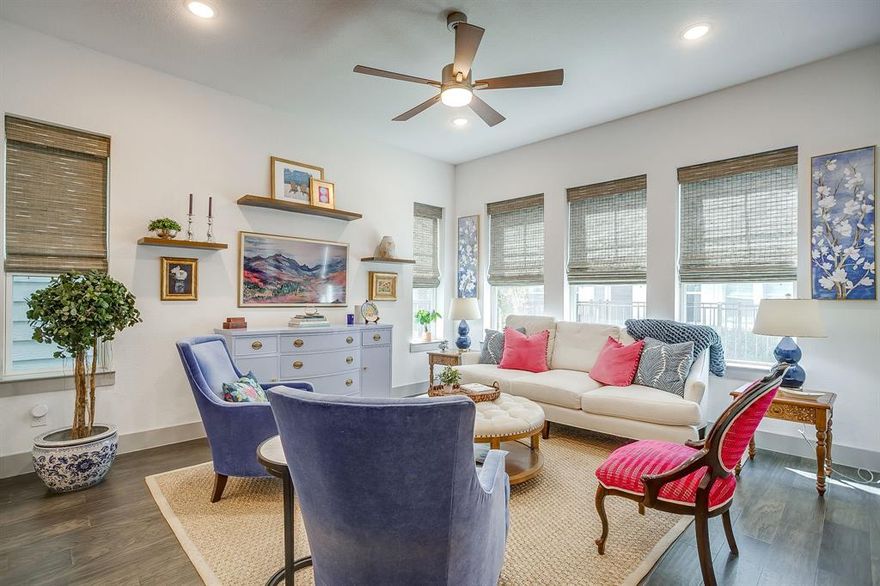 Now priced for an end of the year sale! This walkable community is in the heart of Fort Worth's River District including convenient access to the Trinity Trails! Built in 2021, this low maintenance single family home (no shared walls!) featuring 3 bedrooms, 3.5 bathrooms, 2-car rear entry garage and 3 living spaces! Thoughtfully designed, this home's highlights are the wood floors, storage space, nice size rooms, open design and custom upgrades. A guest favorite is the bar just off the dining space with custom wallpaper, hardware, wine refrigerator and bright cabinetry adding a fun pop of color and style! Walking up the custom stair-runner to the 2nd floor is a 2nd living room and all of the bedrooms with the primary suite being split from the 2nd and 3rd bedrooms. The full capacity laundry room resides on the 2nd floor  as well, while on the 3rd floor is another oversized living room, full bathroom and the best outdoor balcony you'll find! The views and the breeze from the balcony will make your sunrise coffee and your sunset happy hour a completely delightful daily experience! Not only is this home perfect for urban living on the west-side of Fort Worth, it's also perfect for entertaining and wonderfully adaptable to 2nd home, lock and leave living. Take a tour and fall in love with all that living here has to offer!