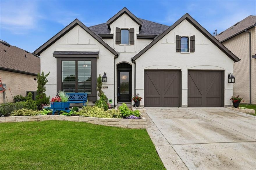 Why build when you can buy this FANTASTIC newer home nicer than the model homes!  All of the bells and whistles in this gem!  Gorgeous front waterview and greenbelt behind--no neighbors in front or behind you!  Every detail was thought out and planned when building this home!  Meticulously maintained!  Gorgeous entry with coffered ceilings with inlaid hardwoods and stunning chandelier!  Wide foyer entry-perfect for you treasured decor. Walk into the amazing main living area complete with  high ceilings, gas fireplace, fabulous hardwood floors, and a wonderful gourmet kitchen! Exquisite top level quartz countertops with a gorgeous center seated island.  Custom cabinets to the ceiling, stainless steel appliances, and fantastic built in butler's pantry with wine rack, cabinets and quartz countertops!  Watch your favorite movies in the large media room!  Relax and unwind in your awesome primary suite with bonus sitting area, and a spacious layout to accommodate large furniture too!  Why go the spa when you have this primary bath!  Top of the line tile throughout, dual vanities, soaking tub, gorgeous chandelier, large walk in shower and one amazing closet!  Bonus space in laundry! 3 car garage perfect for your vehicles or use extra space for gym or wood working area!  A private oasis outside with a large backyard and oversized covered patio! Front yard has front row seating to the gorgeous pond, walking trails, birds, animals and nature right out your front door!  Walk on the trails, restaurants, grocery store, doctors offices, coffee shop, and more.  Enjoy the community pools, parks, food trucks, gardening area and all that Harvest has to offer!  Don't wait to see this one!