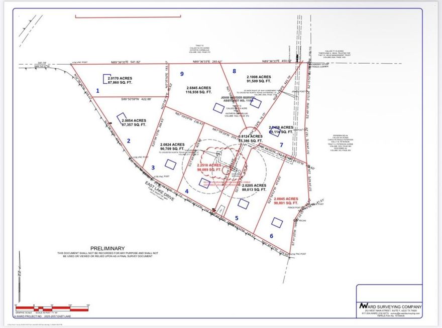 Exceptional Opportunity: 9 Spacious Lots for Sale in Weatherford, TX. Location: 2800 E Lake Dr, Weatherford, TX 76087. Price is for one lot. Be the first to pick best lot of all. Lot Size: Each over 2 acres. Just outside of city limit, there is no HOA. Price will probably go up after first lot sold.

Discover the perfect blend of tranquility and convenience with this rare offering of nine generously sized residential lots, each spanning over 2 acres in the heart of Weatherford. Nestled along the scenic E Lake Drive, these parcels provide a peaceful country setting just minutes from town amenities, schools, and Lake Weatherford recreation. Lots are right across park areas with boardwalk and floating bridge. 

Whether you're a builder seeking prime development land or a homeowner dreaming of space to grow, these lots offer room for custom homes and outdoor living. Easy access to major road and local conveniences.

Build now or invest for the future — opportunities like this are rare in such a desirable location.

Lots are met septic tanks and water wells requirements. Electric pole is nearby. Price is for lots only; buyer is assumed all other costs.

All lots can be purchased together provide availability.