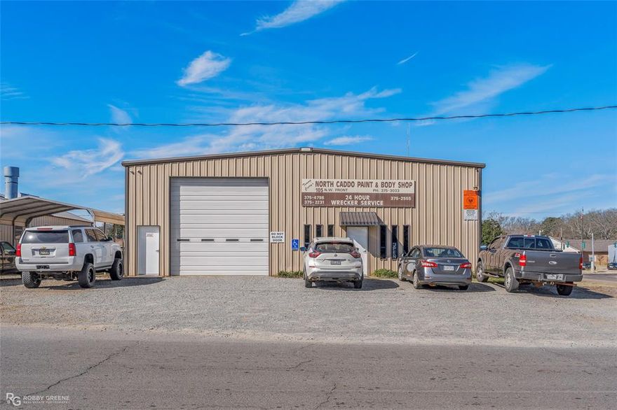 Rare ownership opportunity! Current owners are ready to retire with no intention on closing business before the sale! Successful paint and body business since 1969 and the only body shop in a high demand area. Secure the ultimate market advantage with this turnkey commercial body shop. The only provider of its kind in the local area. This established business features a highly skilled team of long-term ownership and employees and a reputation of excellence. Ensuring a seamless transition to new ownership. Current operations are ongoing and robust, yet significant untapped revenue streams await! Ready to go and fully equipped with all assets and inventory to operate, including but not limited to wrecker truck, all hoists, tools, Dedoes paint mixing system, spray booth, office equipment, complete alarm and camera monitoring system and more. Complete body shop with ac and heat with wash and sand bay . Two 5 ton systems installed in August 2025. Immediate growth potential exists through the addition of an in-house wrecker pickup service and expanded operating hours to meet high local demand. North Caddo Paint and Body enjoys well established insurance relationships . Legacy support included. The current ownership team is committed to the long-term success of the shop and ensuring no loss of institutional knowledge of client relationships during the transition.