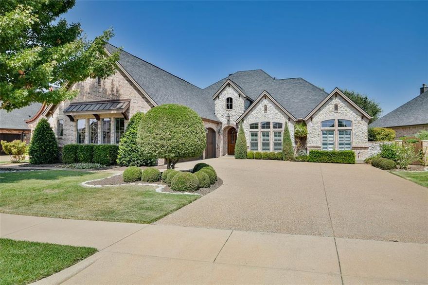 Welcome to this custom Ann Whitecotton home located on the prestigious Harbor Lakes golf course. This beautifully designed 3-bedroom, 3.5-bath residence also includes a dedicated office, blending functionality with timeless style. Step inside and be greeted by soaring vaulted ceilings adorned with rich wood beams, creating a warm yet grand first impression. The chef’s kitchen features a gas range, custom cabinetry, double oven, island with prep sink, and seating at the breakfast bar. Perfectly positioned, the kitchen overlooks the living and breakfast rooms, offering an open flow ideal for entertaining and everyday living. The thoughtfully designed split-bedroom floor plan provides comfort and privacy, while the office is complete with custom built-in cabinets and desk. Outdoors, a spacious covered porch invites you to relax and enjoy serene golf course views. The built-in grill makes this the perfect space for year-round gatherings. Completing the home is a 3-car garage, offering ample parking and storage. This exceptional home combines luxury, comfort, and a premier golf course lifestyle in the heart of Harbor Lakes.