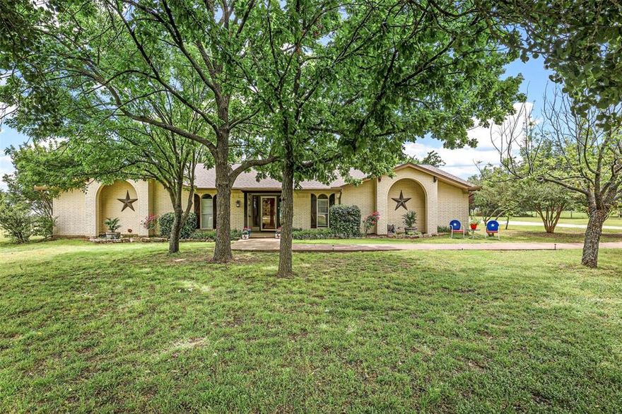 Welcome to your dream home in Lovejoy ISD! This charming 1-story home sits on 2.5 acres, situated on a quiet street, surrounded by mature trees. Step inside to gorgeous features including a cozy stone fireplace, wood beam accents, decorative lighting, wood floors & a touch of southwestern flair. The main floorplan of 2411sf offers a versatile office nook area, large bedrooms, secondary living area & oversized 2-car garage.   This property also includes a 575sf separate guest house with a kitchenette, living area, bedroom, & full bath. Outside, the spacious backyard is complete with a covered patio, open outdoor living area, & a refreshing pool for endless summer fun. Additional features include a storage shed & large driveway for extra parking. New exterior paint! Located conveniently close to the shops of Allen & Fairview, this home offers the perfect blend of tranquility and accessibility. NOTE: Main house is 2411sf, Guest House in 575sf.