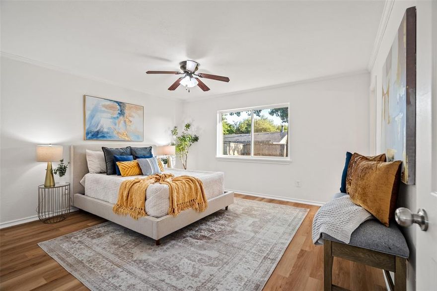 Open House May 9 from 2pm to 4pm!
Newly renovated single-story home is move in ready. This beautiful open concept floor plan offers a ton of upgrades such as new flooring, bathroom tile, vanities and a light and bright kitchen that includes custom granite counter tops, breakfast bar and stainless-steel appliances. A large master suite with a large walk-in closet and two large guest bedrooms. This home has a large backyard with grown trees and it's perfect to entertain family and friends. Additional updates include new windows (2026), new electrical panel (2026), new insulation (2026), and new foundation work.
This home has been treated with modern updates and undeniable charm. This amazing property sits near both Peter's Colony Elementary and Griffin Middle School and is perfectly located in The Colony with easy access to 121, Top Golf, Grand Scape, shopping, and restaurants.
Buyer and Buyer's agent to verify all information.