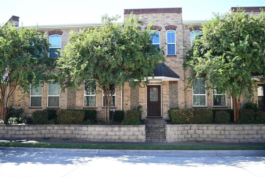 You will love old town living in Downtown Lewisville! Just a few blocks to restaurants, distillery, shops and theatres. Gorgeous brick townhomes were built in 2017 and offer a gated private community pool with baths and patio space. No maintenance for you- HOA even keeps the yard! Interior is a beautiful neutral color finish out. Upon entry, you will note the Hardwood floors and Granite counters that set the expectation for this upscale property. Downstairs is an open concept floor plan with spacious living area and 2 closets. Kitchen features a breakfast bar, stainless appliances and a full size pantry. Separate utility room with huge storage closet. Also, a half bath for convenience. Upstairs leads to a landing space for media room or home gym.  Primary BR is spacious and the ensuite bath offers dual sinks and nice finish out plus a walk in closet. All 3 bedrooms have their own bath. Rear entry garages. Very close to I-35E and Business 121, 15 min to DFW, Frisco and more!