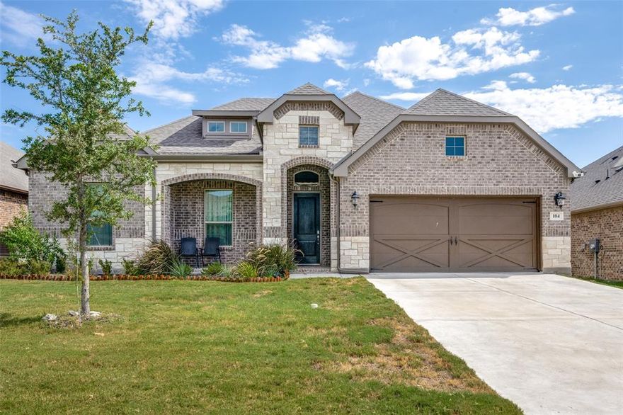Welcome to this fantastic DR Horton home built in 2021 located in the sought-after community of Morningstar! Here, you'll find top-notch Aldeo ISD schools, a friendly community, and easy access to shopping and dining. Step inside, and you'll love the open concept that connects the living, dining, and gourmet kitchen areas. The living room is a bright, welcoming space with plenty of natural light and a fireplace. In the spacious kitchen, you'll find high-end stainless steel appliances, surrounded by custom cabinets and a large granite island. The primary bedroom is a real treat with its ensuite bathroom, a relaxing soaking tub, and a walk-in shower. This 4-bedroom home gives the option for an office or playroom. Outdoor covered living area, complete with a fireplace and ready for your TV with TV mount already attached! Enjoy the large yard! The Morningstar Community has walking trails, bike trails, pools, playgrounds, stocked fishing lakes, and more. Book your showing today!